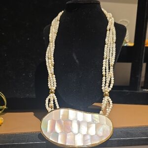 Lustrous Mother of Pearl and Gold Necklace